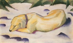Liegender Hund im Schnee, Franz Marc, 1911