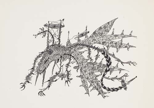 Unica Zürn, “The Trumpets of Jericho” leaf from Hexentexte (1954)
